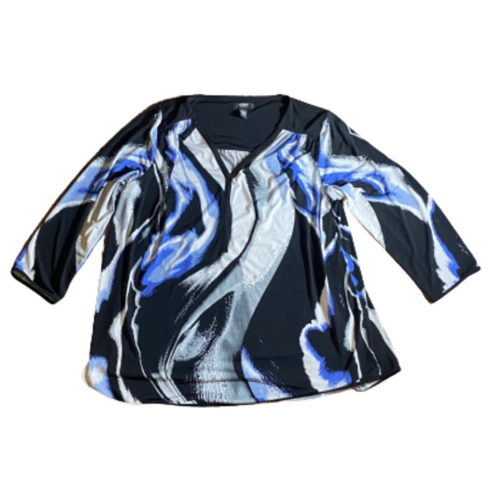 Alfani Black and Blue Swirl Blouse 1X